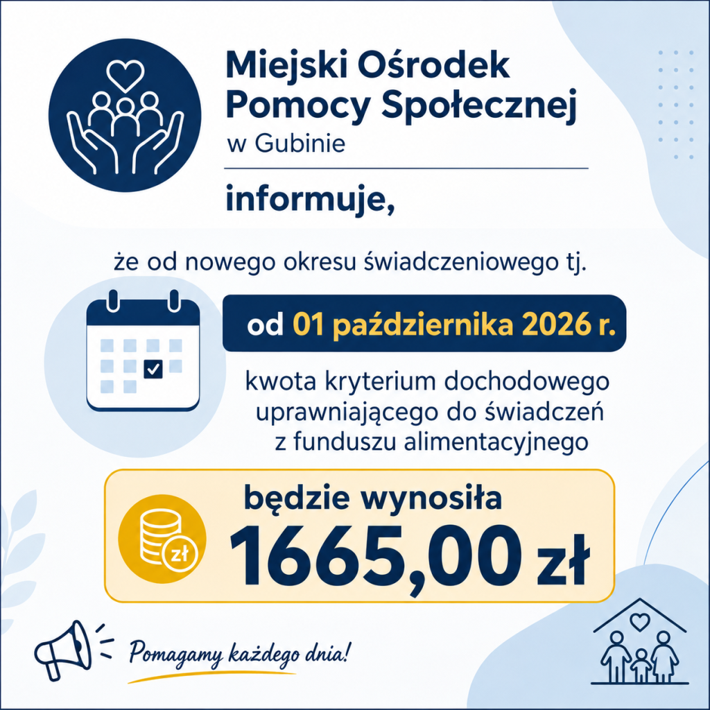 Obraz przedstawia informację o zmianie kryterium dochodowego, zawiera symbol rodziny umieszczony po przekątnej obrazu.