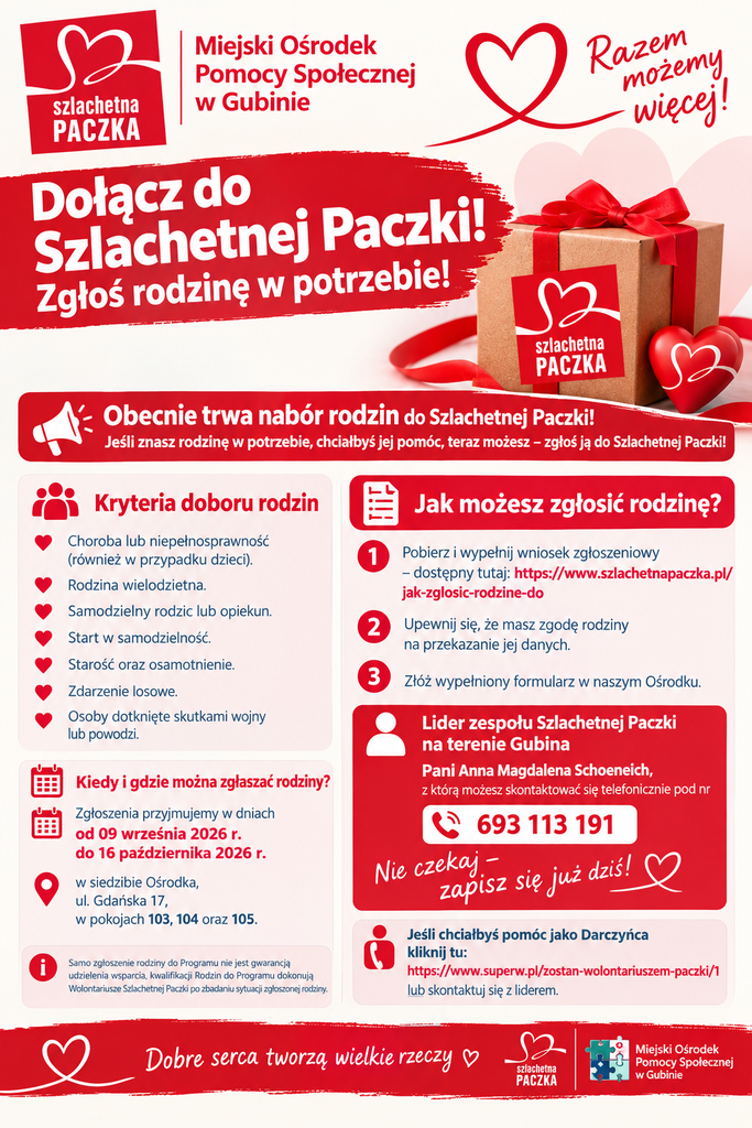 Wytyczne odnośnie zgłoszenia rodziny do Szlachetnej Paczki